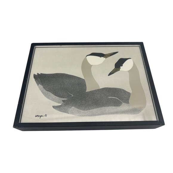 W Morgan 1982 Signed Bird Print Pair of Ducks / Waterfowl Framed Vintage Artwork - Picture 1 of 5